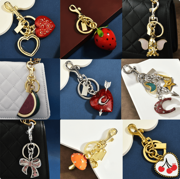 Luxury Keychains Letters Cherry Bag Charm Women Key Rings Keychain Mushrooms Glittery Key Chain Lanyards
