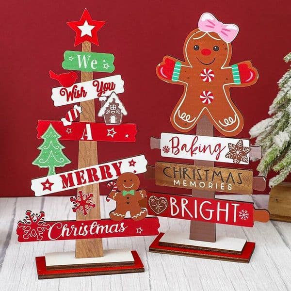 Christmas Gingerbread Man DIY Decoration Wooden Signs Plaque Tabletop Ornament 2025 New Years Party Gifts Xmas Decor ddmytues