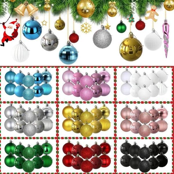 Christmas 30/40/60cm Ball Ornaments, 6-24pcs Hanging Ornament Decorations, Shatterproof Balls for Xmas Party Wreath Garland ddmytues