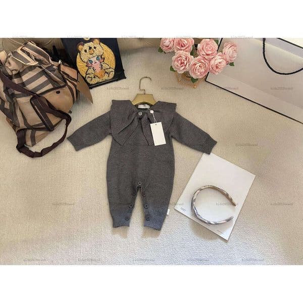New newborn jumpsuits Large bow decoration toddler romper designer Baby clothing Long sleeve Knitted suit infant bodysuit A391X11N096