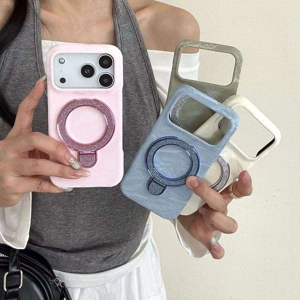 Couple for 17 Ring Stand, Compatible with Apple 15/13, Korean Style Ins Wind iPhone 16 Phone Case