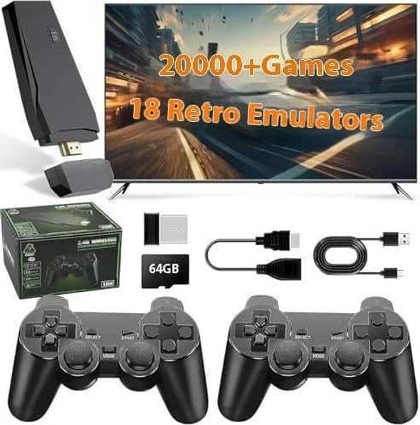 M8 Retro Video Game Console 24G Dual Wireless Controller TV 4K Game Stick HD 64G 20000 Games for Play Family Games GiftsW251113