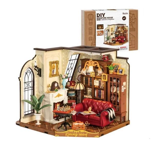 Robotime Rolife Catherines Living Room DIY Miniature House Kit Wooden Dollhouse Model Building Kit With LED and Furniture DG175 T251112