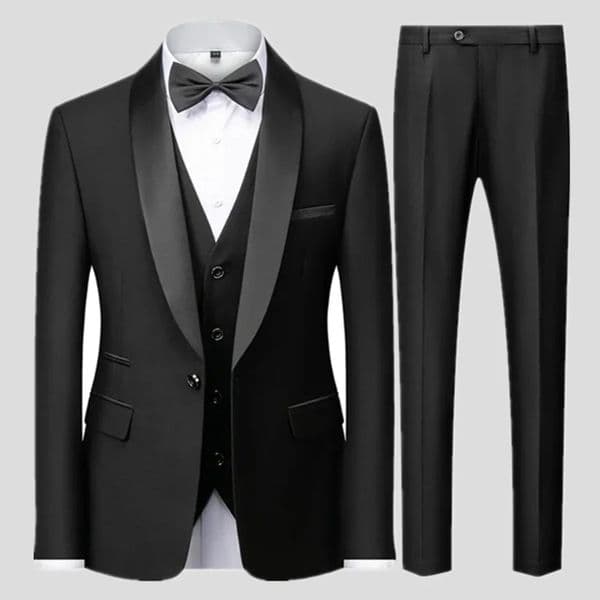 Black Men Autumn Wedding Party Three Pieces Set Large Size Male Blazer Coat Pants and Vest Fashion Slim Fit Suit 251112
