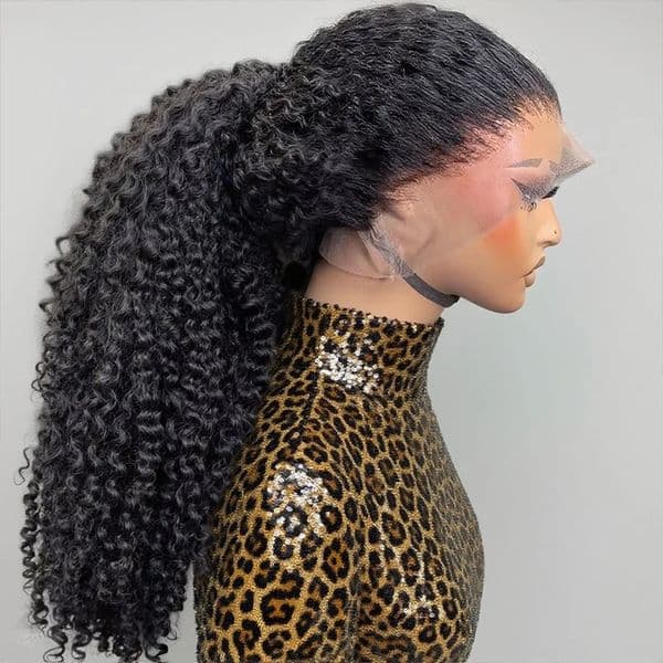 36 Inch Black Curly Human Hair Wigs Pre Plucked Brazilian Hair 13x4 HD Deep Wave Frontal Wig 360 Full Lace Wig Glueless Wear And Go For Black Women