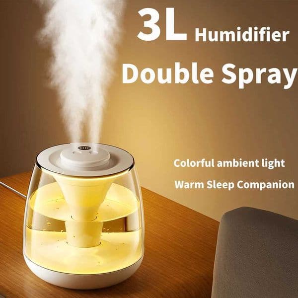 3-liter large capacity dual spray humidifier silent digital display home bedroom colorful ambient light aromatherapy machineM251113