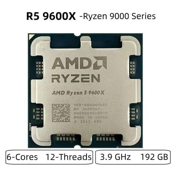 Original Ryzen 5 9600X CPU Processor New R5 6-Core 12-Thread 54GHz Socket AM5 9000 Series Processor for X670E B650E Mainboard thumbnail 2