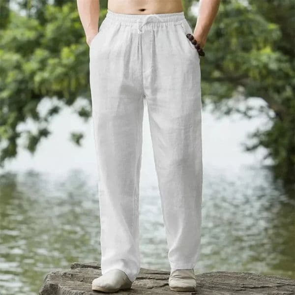 Mens Beach Pants Joggers Fashion Cotton Linen Sweatpants Casual Hawaiian Vacation Loose SpringSummer Long M4XL 251104