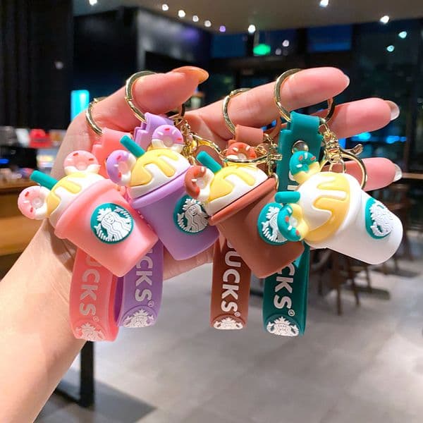Starbucks Key chain Accessories Designer key chain rings Lanyards for women Fashion cartoon exquisite car key chain milk tea cup bag key rings pendant