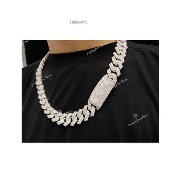 High on Demand 20mm Miami Cuban Link Moissanite Chain Necklace Iced Out Bling Charm for From India