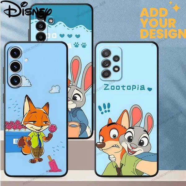 custom Disney Cartoon Zootopia Black Soft Phone Cover Case for Samsung Galaxy A35 A51 A73 A36 A41 A23 A53 A26 A72 A24 A55 A25 A71 A32