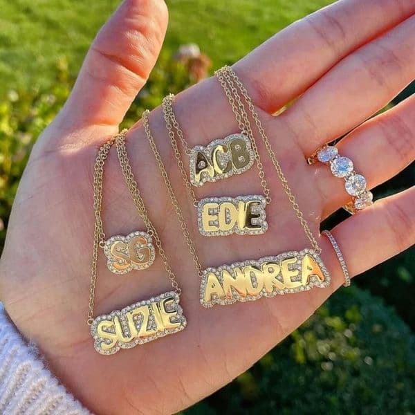 3D Customized Crystal Name Necklace Rhinestone Necklaces Zircon Names Plate Baby Letter Chain Shining Diamond Pendant 251112