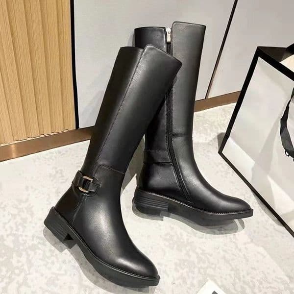 Autumn Winter Low Heel Women Knee High Boots Fashion Side Zippers Long Booties Zapatos De Mujer 251103BANJIA
