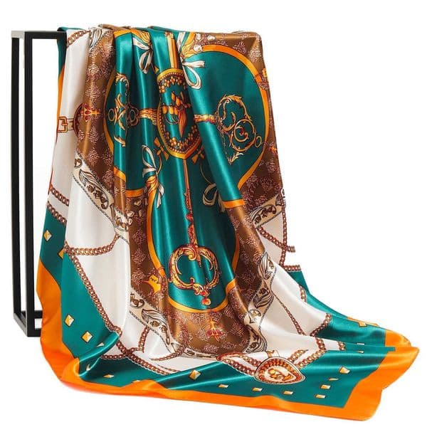 Fashion Scarves For Women Print Silk Satin Head Scarf Female 90cmx90cm Luxury Brand Square Shl Large Hijab Scarfs For Ladies W251113
