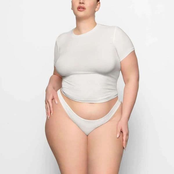 Women's Wear Kim Basic Round Neck Short Sleeve Stretch Tight Shoulder T-Shirt Woman