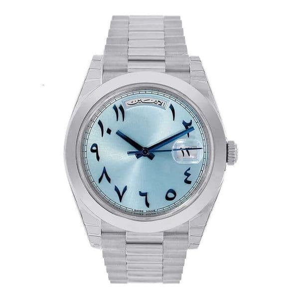 Mens Automatic Movement Day-Date 40mm Platinum President Arabic Script Dial 228206 228235 228239 Unworn Watch Wristwatche