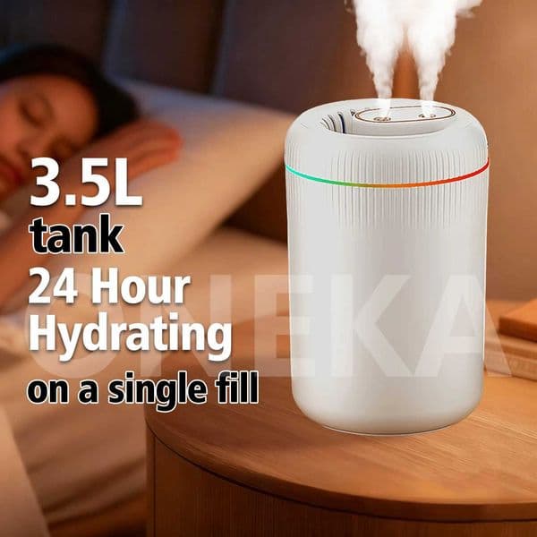 USB LargeCapacity Bedroom Humidifier 35L Quiet Cool Mist with 7Color Ambient Light Design for Home Spaces Ideal for Baby NurserM251113