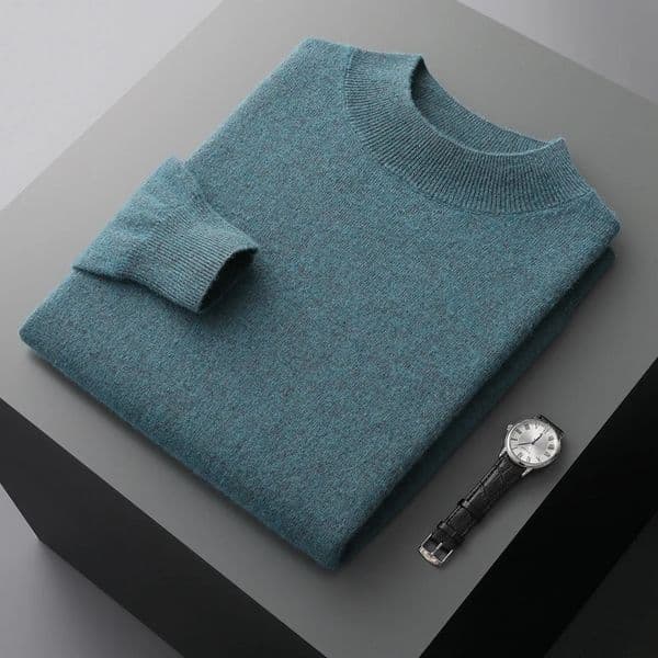 100 Pure Cashmere Sweater Mens Half High Collar Solid Color Pullover Fashion Knit Undercoat Autumn and Winter Long Sleeve 251112
