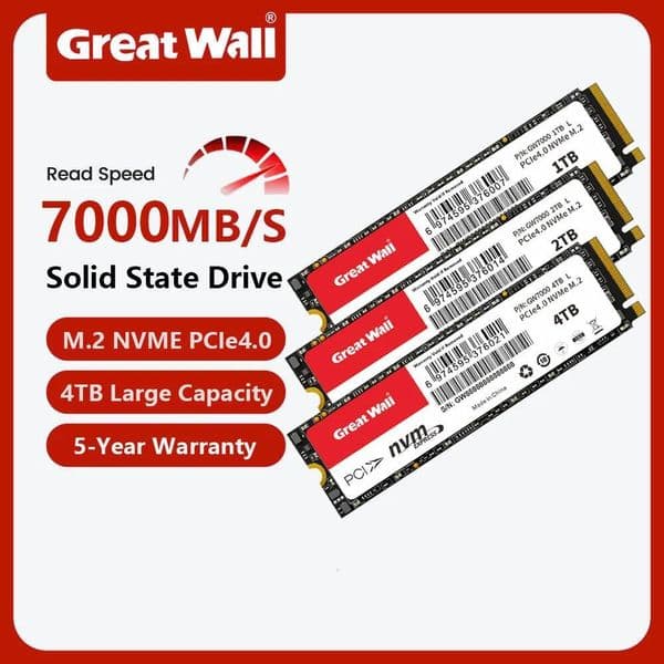 Great Wall 1TB 2TB 4TB M2 2280 NVMe PCIe40x4 SSD Internal Solid State Drives Gen 4 for Gaming Computer Laptop PS5