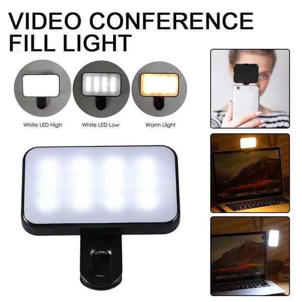 Phone Laptop Mini LED Selfie Fill Light Clip Video Conference Fill Light Adjustable Brightness Clip Three Color Photography LampM251113