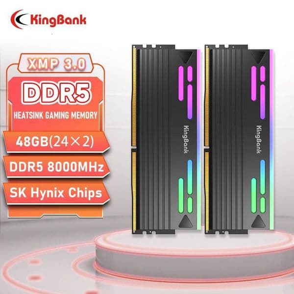 KingBank Memoria RAM RGB DDR5 48GB 2x24GB Kit 8000 8000MHz 288pin 15V DIMM RAM For Desktop