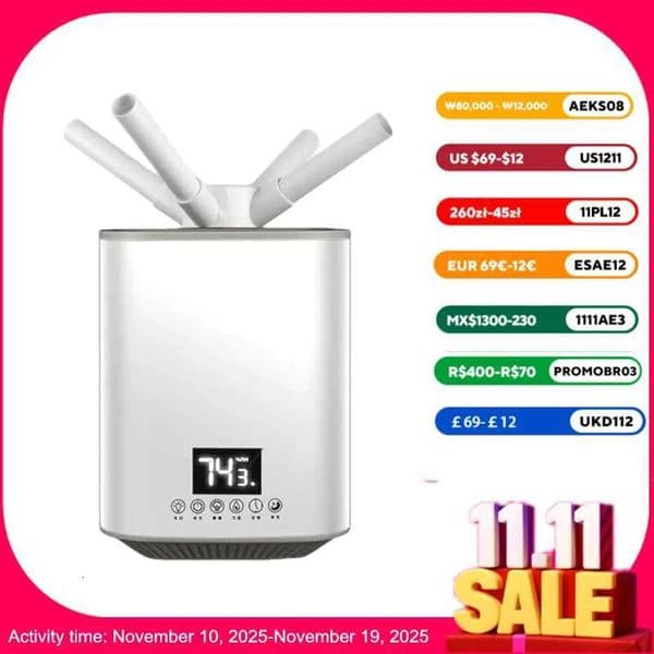 Air Humidifier 3L High-capacity Electric Humidifiers Double Nozzle Diffuser Bedroom Cool Mist Maker Night Lamp PurificationM251113