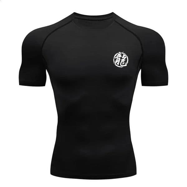 Dragon Character Print compression shirt mens gym exercise running underwear Baselayers sports quick drying Tshirt top 250408