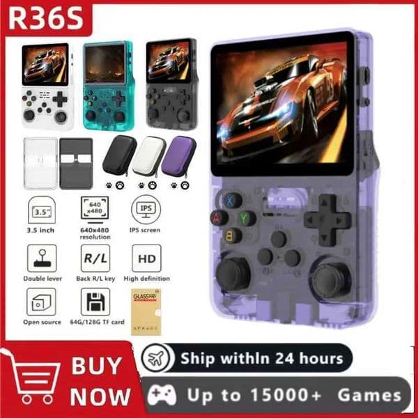 Open Source R36S Retro Handheld Video Game Console Linux System 35 Inch I Screen Portable Pocket Video Player 64GB 128G GamesW251113