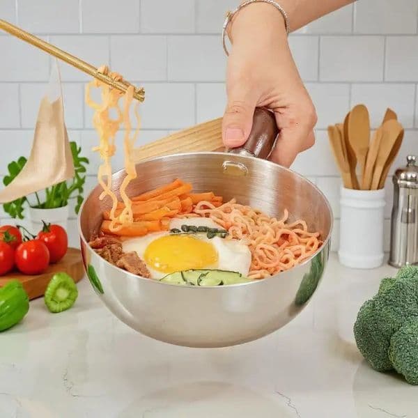 Stainless Steel Instant Noodle Bowl Wooden Handle AntiScald AntiDrop HeatResistant Household 251113