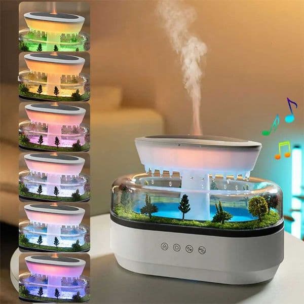 Cloud Rain Humidifier 7 Colors Rainfall Humidifier Rain Sounds Microlandscape Raindrop Essential Oil Aromatherapy DiffuserM251113