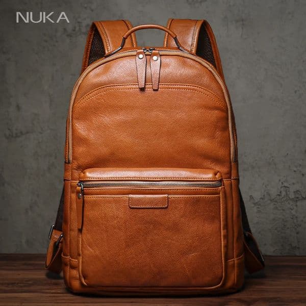 High Quality Genuin Leather Backpack Mens Retro Weekend Travel Bag Womens Deluxe Natural Cowhide Schoolbag For 16 Laptop 251111