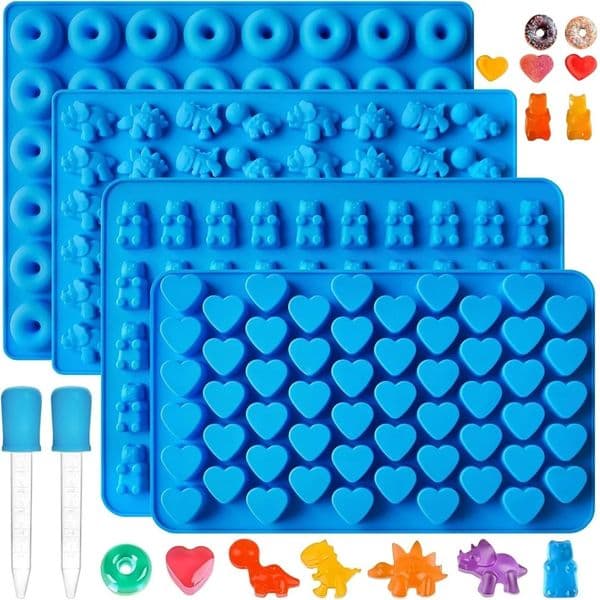 6Pcs Candy Silicone Moulds with 2 Dropper Set Gummy Molds Jelly Trays DIYMold Reusable Baking Mold Kitchen Tools 251113