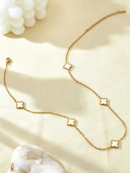 Pendant Necklaces Luxury Korean Temperament Charm Stainless Steel 18K Gold-Plated White Mother-Of-Pearl Lucky Four-Leaf Clover Necklace For Women AA