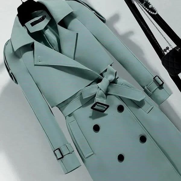 Women Long Trench Coat Fashion Windproof Coat Double Breasted Trench Coats Green Belt Windbreaker Spring Autumn Female Outerwear 251113