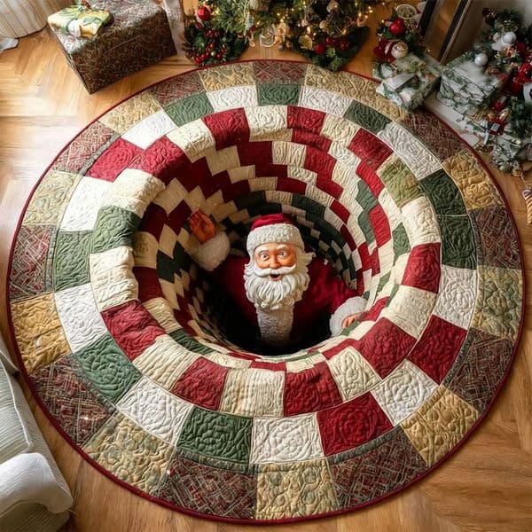 4040cm 3D Effect Visual Illusion Christmas Carpet Optical Rug Circular Vortex Fun Decorative 251112BJ