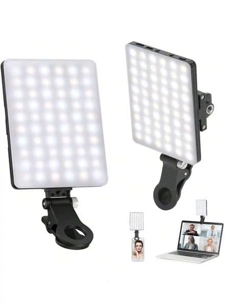 60 LED High Power Rechargeable Clip Fill Video Conference Light with Front Back Clip Adjusted 3 Light Modes for Phone iPhoneM251113