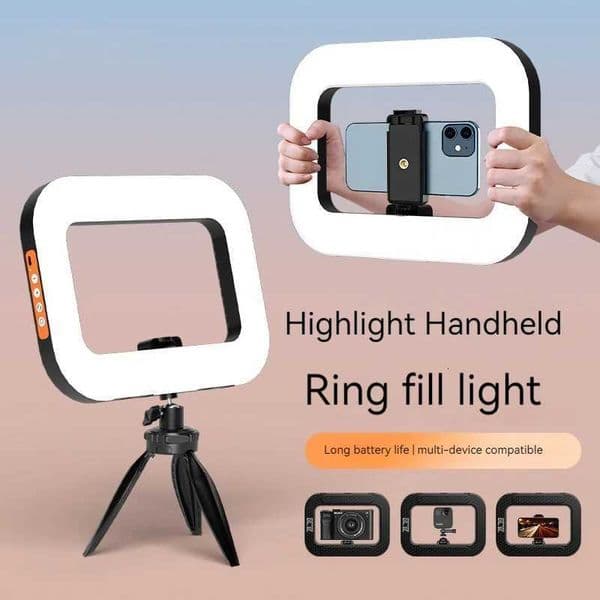 2025 Handheld LED Ring Light Rechargeable Portable Fill Light for Mobile Phone Live Broadcast Photography Desktop Rabbit SelfieM251113