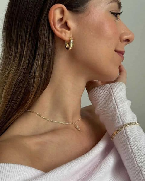 Lightweight Gold Hoop Earrings for Women Retro style Small Chunky Hoops Earrings14K Gold Plated White Gold PlatedXJ251113