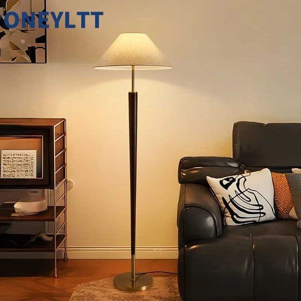 Living room vintage floor lamp WabiSabi style vintage walnut solid wood bedroom bedside table sofa side study vertical desk lampW251113