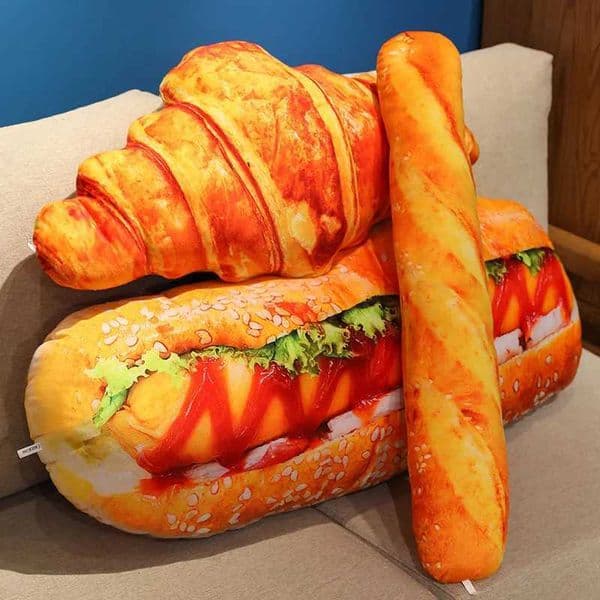 2026 New Multiple Styles Simulated Toy French Bread Plush Pillow Stuffed Baguette Croissant Hotdog Sleeping Companion Cushion Toys