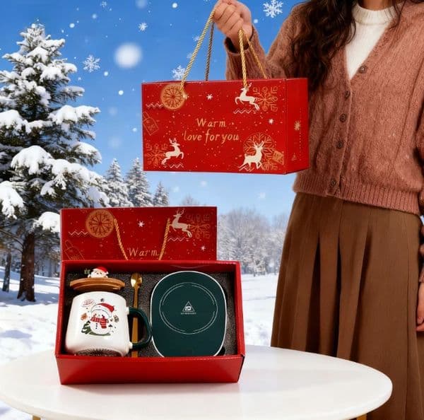Warm Christmas Gift Year SetThermostat Mugs Cup Snowman Ceramic Lid with Spoon Coffee Cups for Home or Office 251113