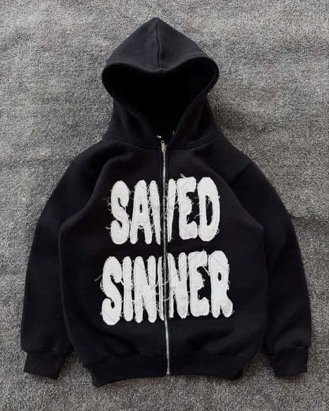 Dark Gothic Trend Retro Letter Cross Print Fashion Zipper Hoodie Men 2025 Harajuku Y2K Casual Loose Black Sweatshirt Women W251113