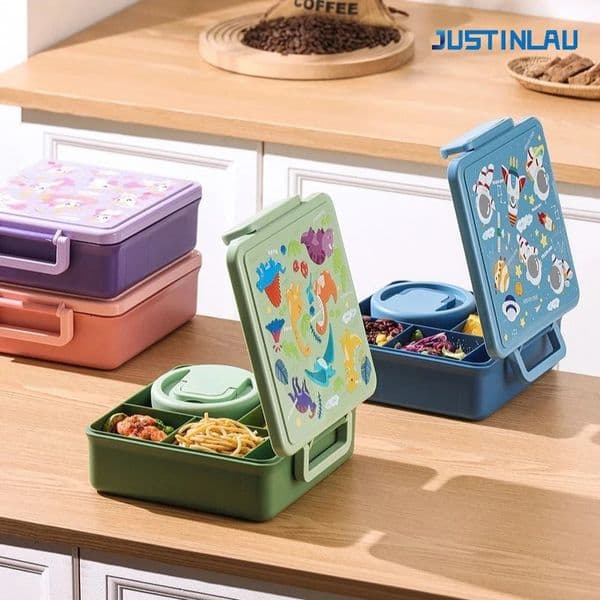 Lunch Box Cartoon Fruit Salad Bento with Tableware for Kids Portable Student Office Workers Food Containers Microware Safe 251112BJ