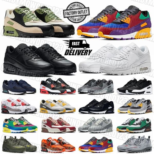 Designer 90 Mens trainers 90s Womens Running Shoes Triple Black White blue green Mesh leather rubber Classic Outdoors Sports Sneakers Walking shoes