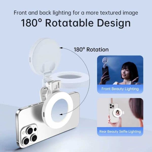 Portable Beauty Selfie Light Mirror Mini Pocket Selfie Ring Light Clip-on Adjustable Brightness For Phone Photo live streamingM251113