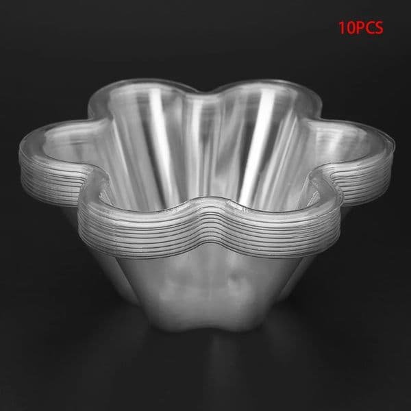 10Pcs Disposable Plastic Transparent Ice Cream Soup Candy Salad Plum Blossom Shape Kitchen Bowl 251113