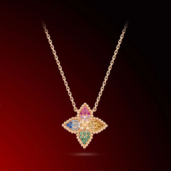 Fashion Luxury Colorful Necklace High-end Color Diamond Four-leaf Clover Earrings et Jewelry for Women