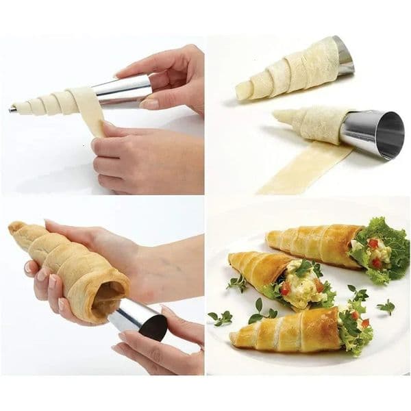 5Pcs Conical Tube Cone Roll Moulds Spiral Croissants Molds Cream Horn Mould Pastry Mold Cookie Dessert Kitchen Baking Tool 251113