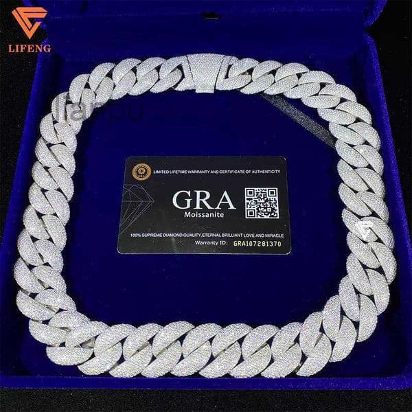 Hip Quality 23mm High Hop Jewelry Big Cuban Link Chain Custom Mens Necklace Iced Out VVS Moissanite Diamond With Gra Certified