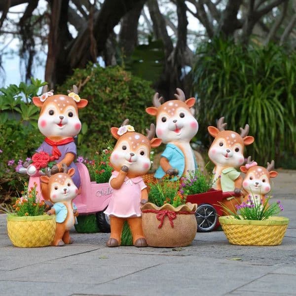 Garden Landscape Sculpture Cartoon Fawn Flower Pot Outdoor Courtyard Decoration Villa Kindergarten Bonsai Basin Ornaments 251112